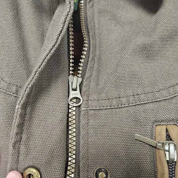 Cabela's Women's Canvas Leather Duster Ranch Barn Coat Size M Brown with Liner - Picture 6 of 9